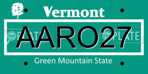 AARO27 Vermont License Plate