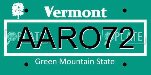 AARO72 Vermont License Plate