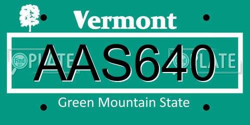 AAS640 Vermont License Plate