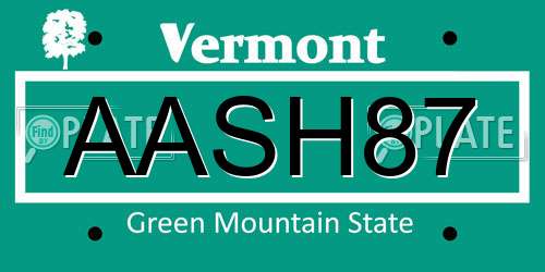 AASH87 Vermont License Plate