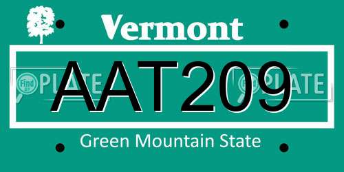 AAT209 Vermont License Plate