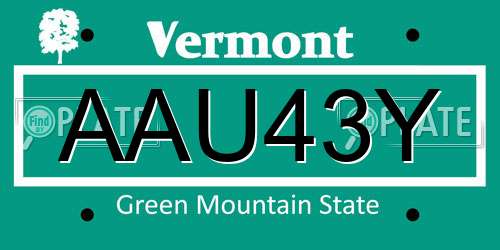 AAU43Y Vermont License Plate