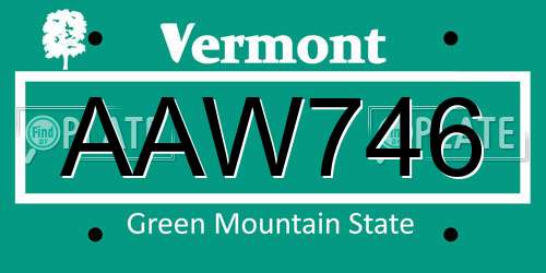 AAW746 Vermont License Plate