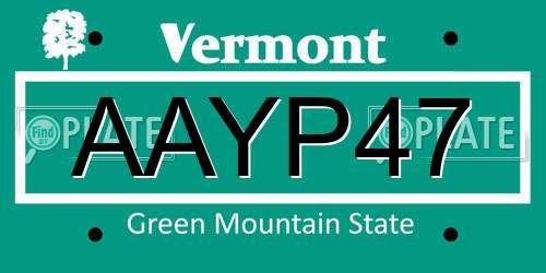 AAYP47 Vermont License Plate