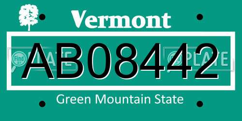 AB08442 Vermont License Plate
