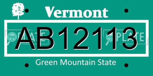 AB12113 Vermont License Plate
