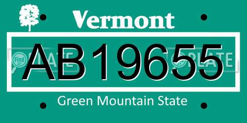 AB19655 Vermont License Plate