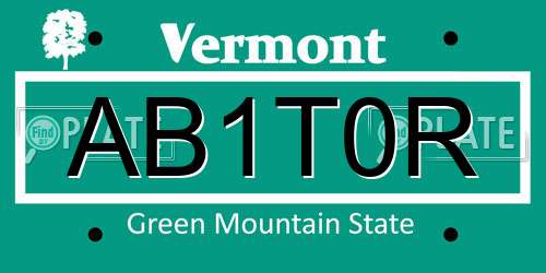 AB1T0R Vermont License Plate
