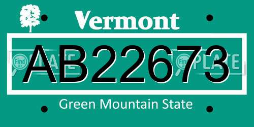 AB22673 Vermont License Plate