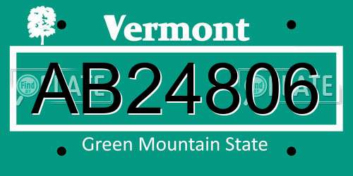 AB24806 Vermont License Plate