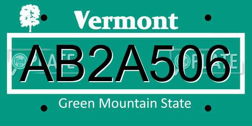 AB2A506 Vermont License Plate