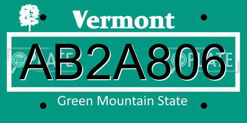 AB2A806 Vermont License Plate