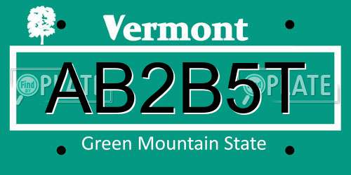 AB2B5T Vermont License Plate