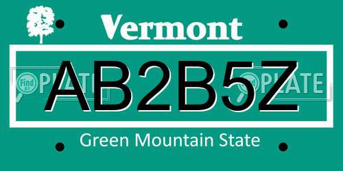 AB2B5Z Vermont License Plate