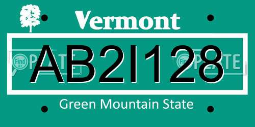 AB2I128 Vermont License Plate