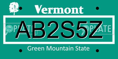 AB2S5Z Vermont License Plate