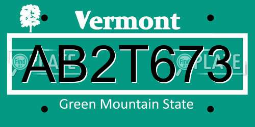 AB2T673 Vermont License Plate