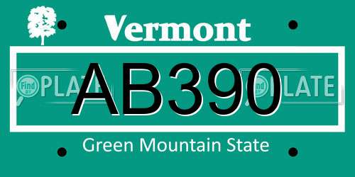 AB390 Vermont License Plate