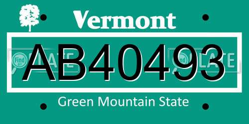 AB40493 Vermont License Plate