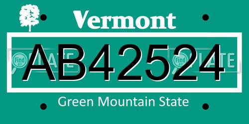 AB42524 Vermont License Plate