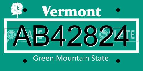 AB42824 Vermont License Plate