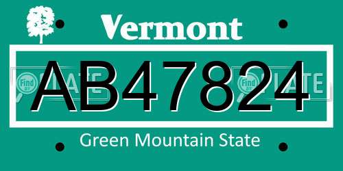 AB47824 Vermont License Plate