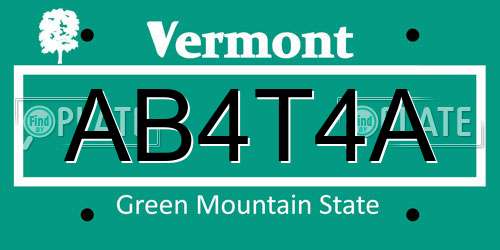 AB4T4A Vermont License Plate