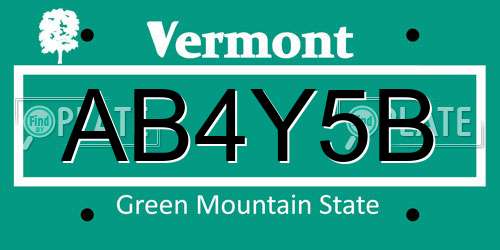 AB4Y5B Vermont License Plate
