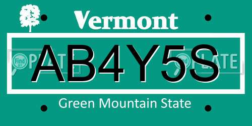 AB4Y5S Vermont License Plate