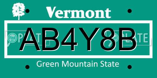 AB4Y8B Vermont License Plate