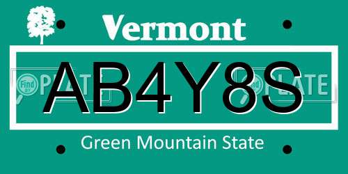 AB4Y8S Vermont License Plate