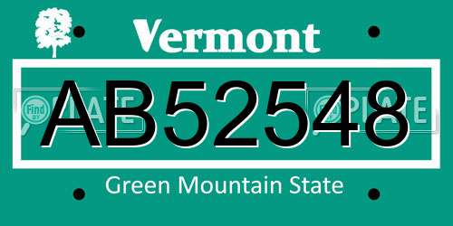 AB52548 Vermont License Plate