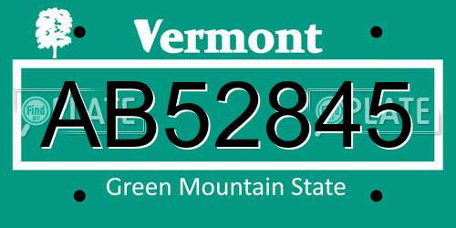 AB52845 Vermont License Plate