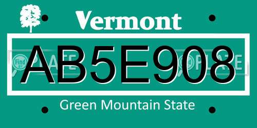 AB5E908 Vermont License Plate