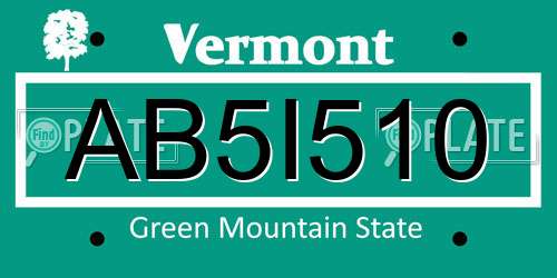 AB5I510 Vermont License Plate