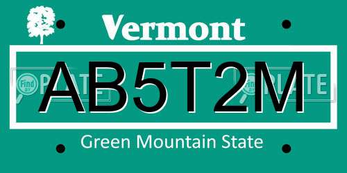 AB5T2M Vermont License Plate