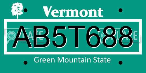 AB5T688 Vermont License Plate