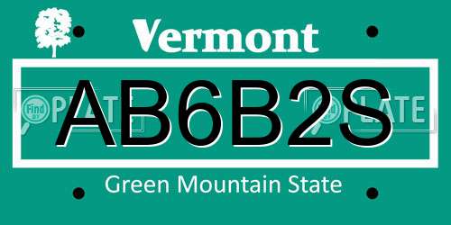 AB6B2S Vermont License Plate