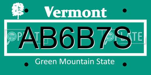 AB6B7S Vermont License Plate