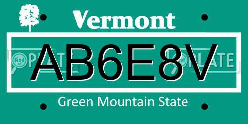AB6E8V Vermont License Plate