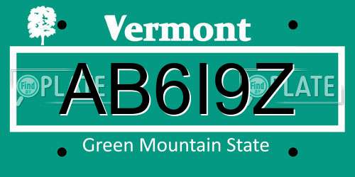 AB6I9Z Vermont License Plate