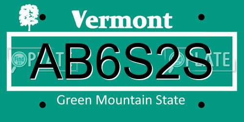 AB6S2S Vermont License Plate