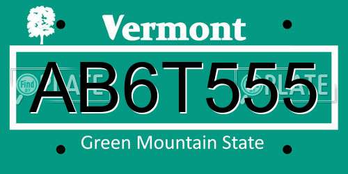 AB6T555 Vermont License Plate
