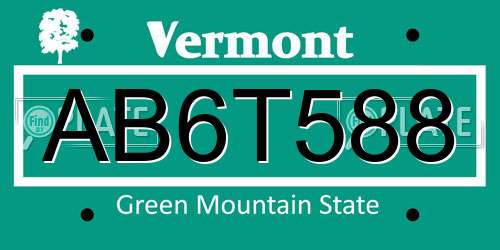 AB6T588 Vermont License Plate