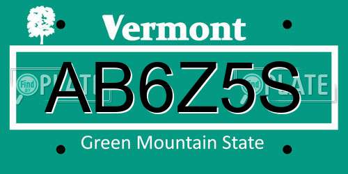 AB6Z5S Vermont License Plate