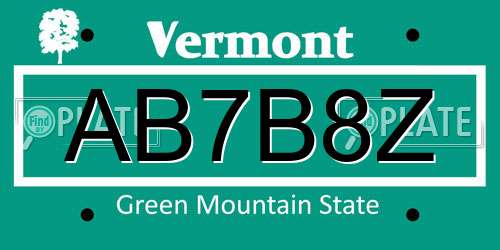 AB7B8Z Vermont License Plate