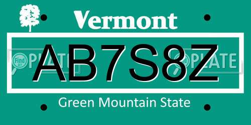 AB7S8Z Vermont License Plate