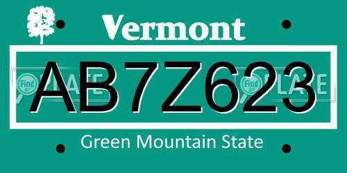 AB7Z623 Vermont License Plate