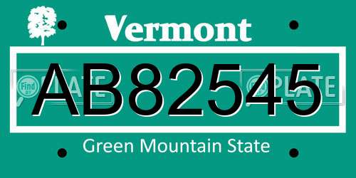 AB82545 Vermont License Plate