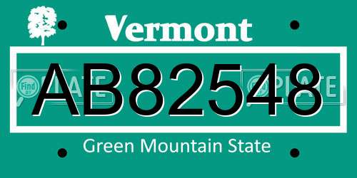 AB82548 Vermont License Plate